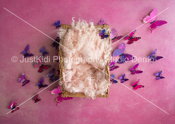 Pink Butterfly Beauty Newborn Photography Digital Background-2